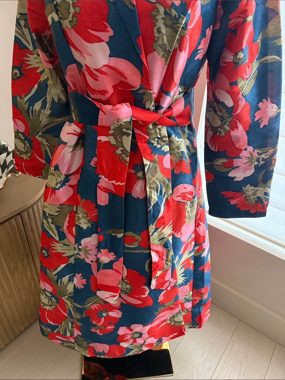 Frances Valentine New York Lucille Wrap Dress Paradise Poppy Size Small Navy Red - Picture 5 of 16